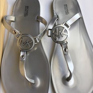 Michael Kors Women’s Silver Logo Sandals